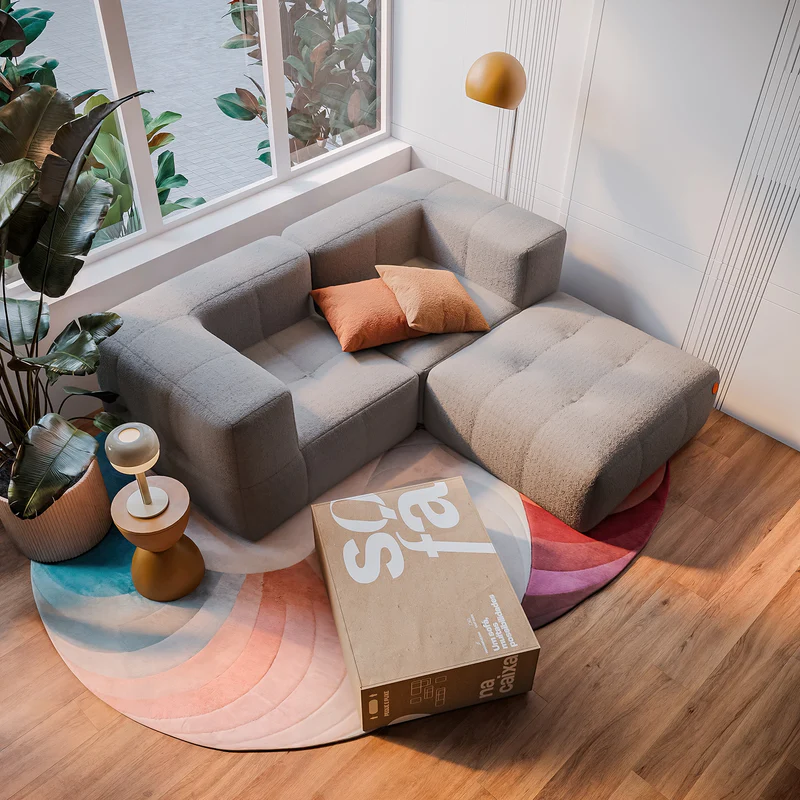 Sofá Modular Cinza - Detalhe