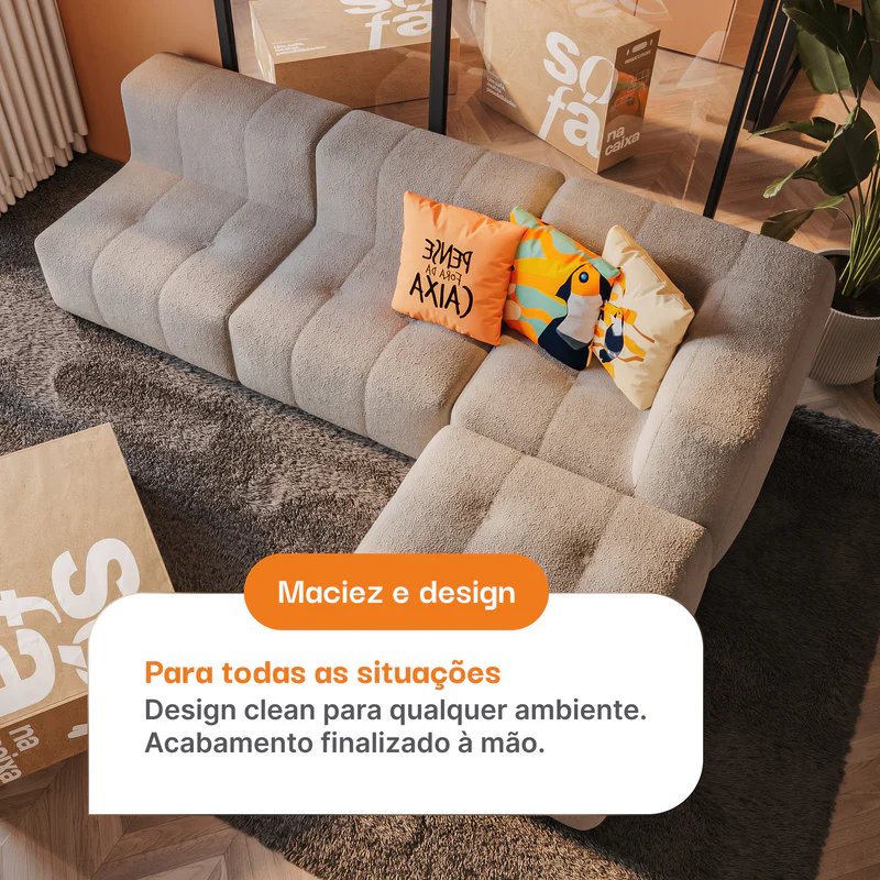 Sofá Modular Cinza - Configurações