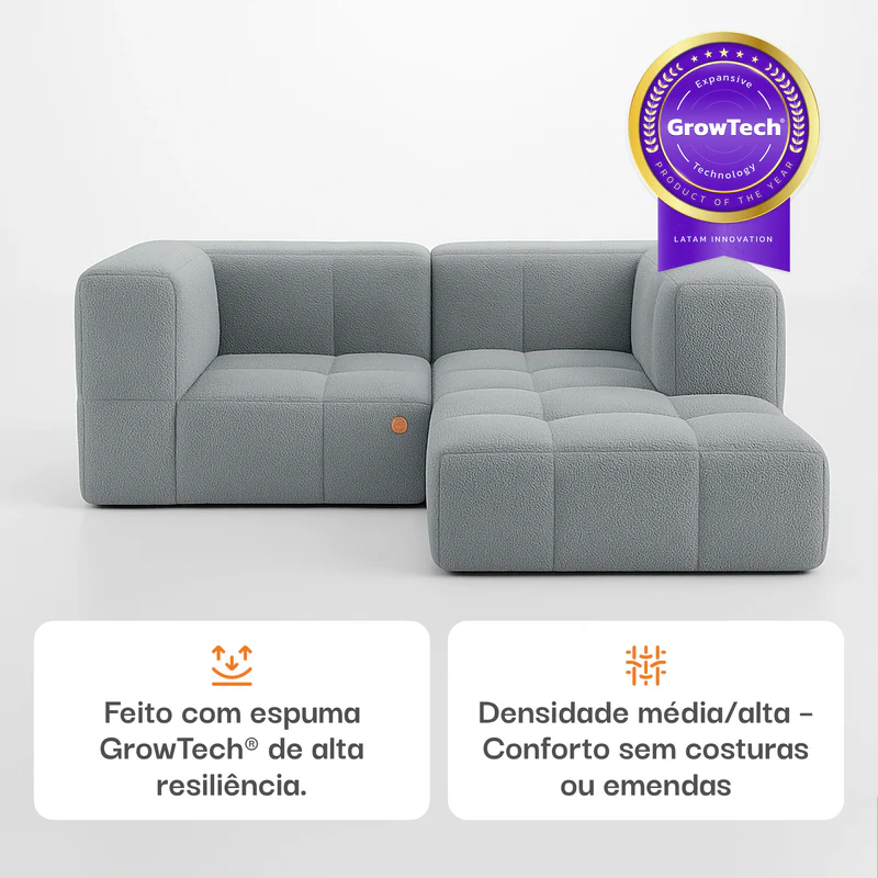 Sofá Modular Cinza - Em ambiente